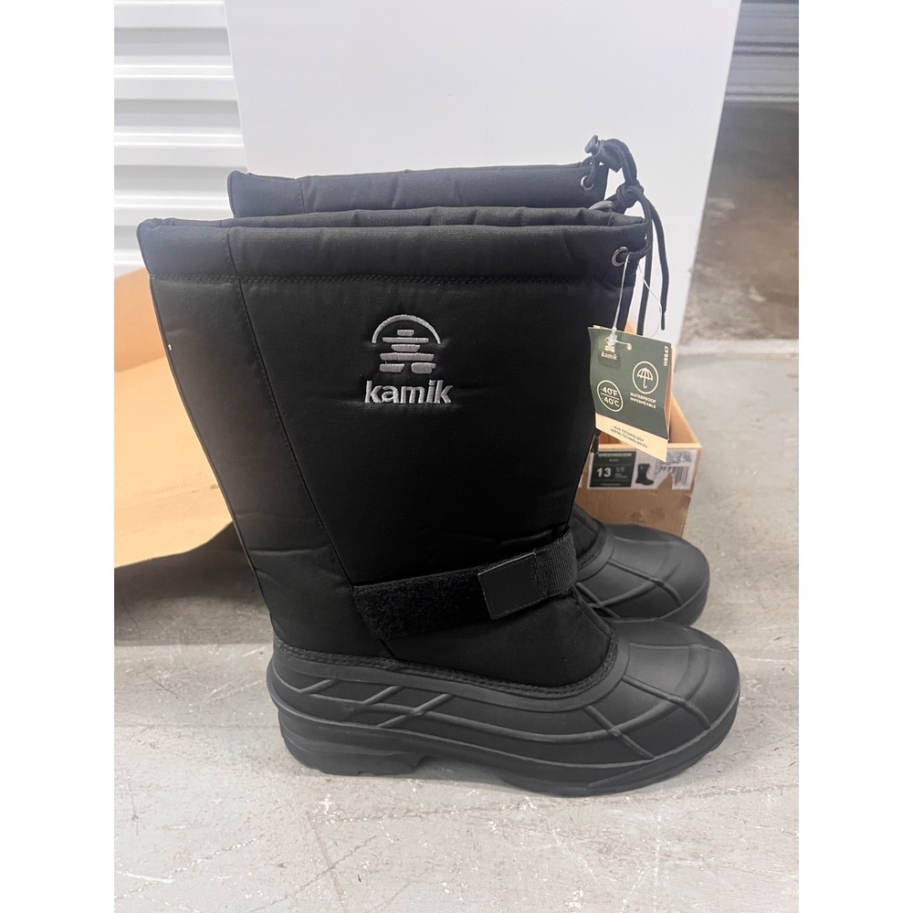 Kamik Greenbay 4 Snow‎ Boots Men's US 13 Black Mid Calf Bungee Lace Waterproof